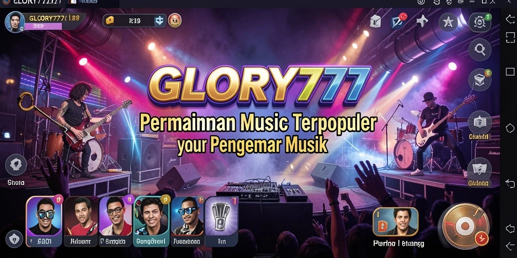 Tangkapan layar gameplay GLORY777 yang menampilkan tantangan musik yang seru.