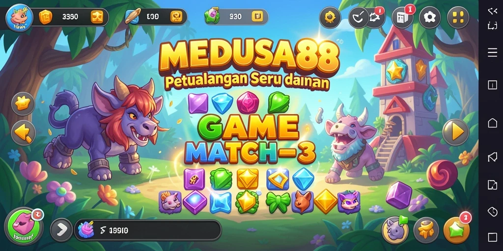 Tampilan gameplay seru dalam MEDUSA88 yang penuh warna.