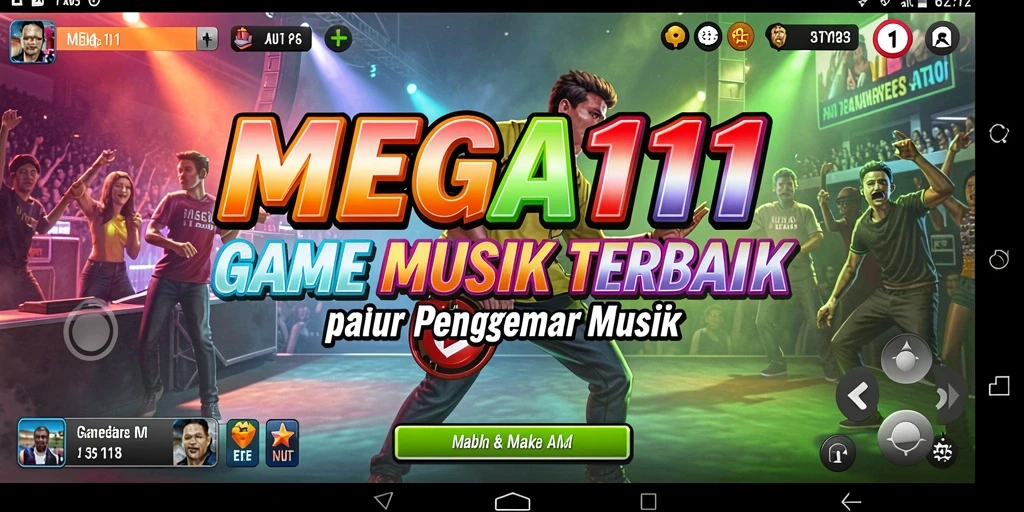 Tangkapan layar MEGA111 yang menampilkan gameplay musik interaktif.
