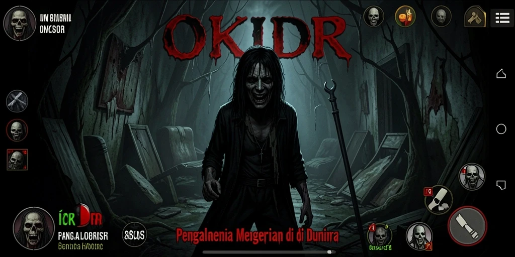 Screenshot menampilkan suasana mencekam di dalam game OKIDR.