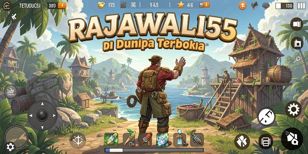Tangkapan layar gameplay RAJAWALI55 menampilkan petualangan di dunia terbuka.