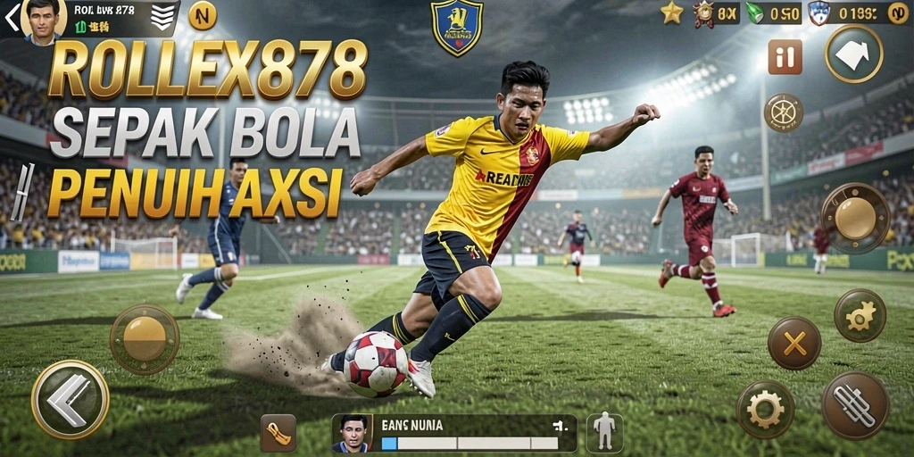Tampilan menarik dari gameplay sepak bola yang mendebarkan.