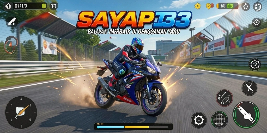 Gameplay seru di SAYAP33 saat balapan motor.