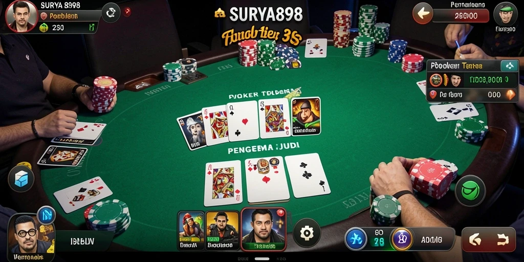 Screenshot SURYA898 menampilkan aksi seru dalam permainan Poker.