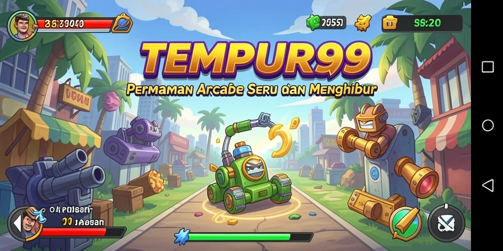 Screenshot TEMPUR99 menampilkan aksi seru dalam permainan Arcade.
